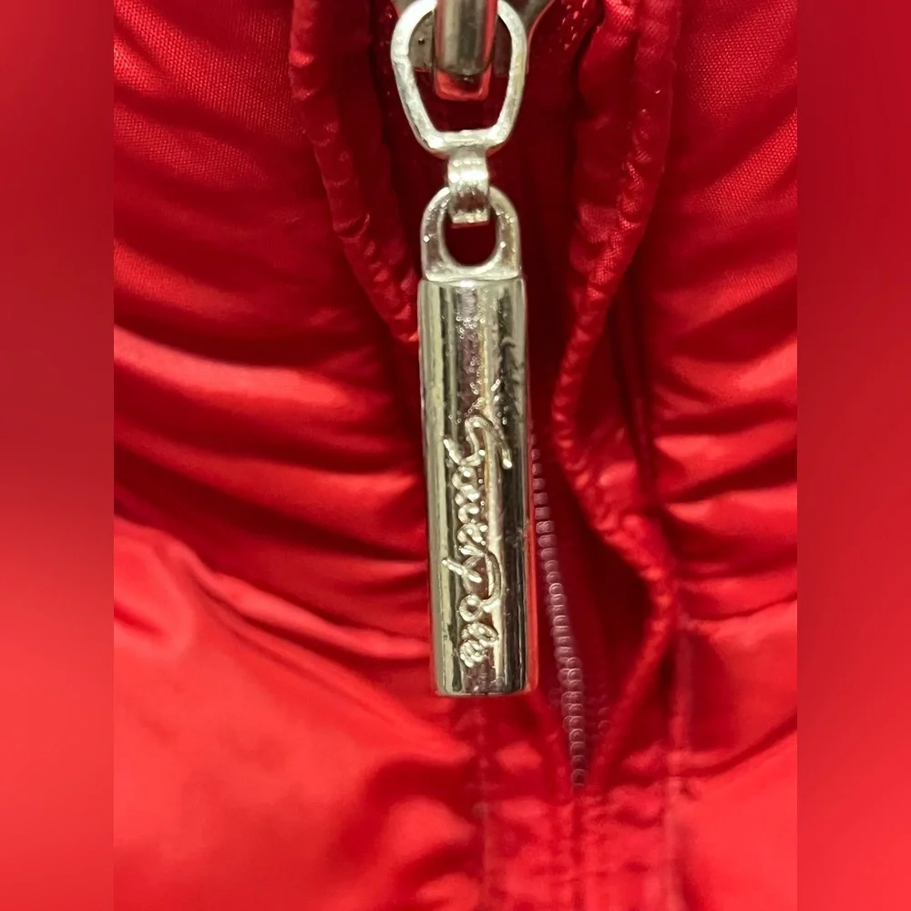 Red Down Fleece Jacket Coat Southpole Hooded Ski Teen Small Women XS VTG Y2K